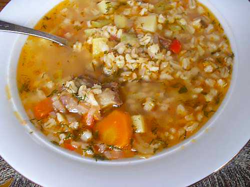 Суп из баранины с овощами и перловой крупой
