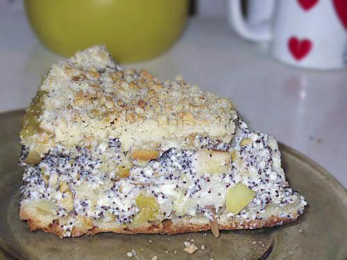Творожный пирог с маково-яблочной начинкой