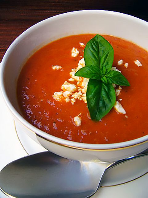 Суп из запеченных овощей с тремя способами подачи
