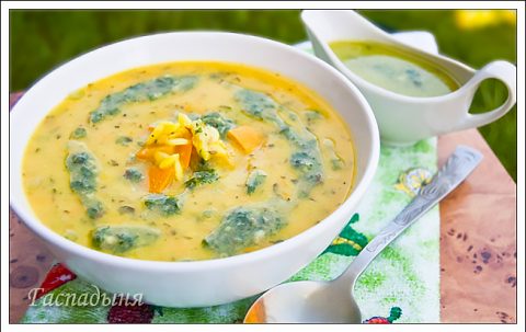 Кабачковый суп с зеленой сальсой